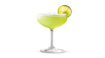 Classic Margarita Cocktail with Lime and Salt on Glass Rim
