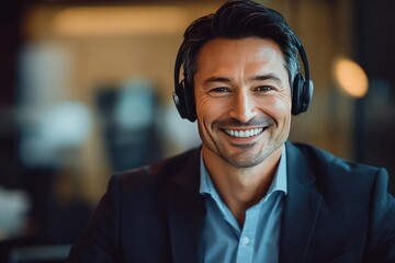 Obraz premium Focused Call Center Professional Handling Customer Queries