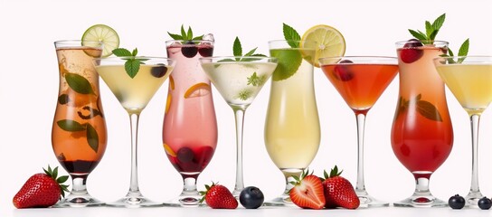 Alcoholic and Non-Alcoholic Minty Refresher Cocktails Displayed on White Background