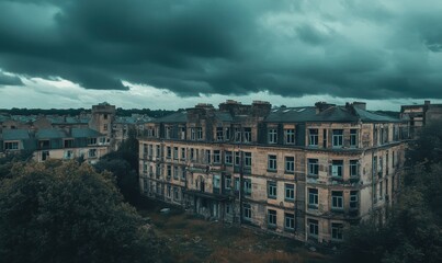 Cities falling into decay after a biological apocalypse, darkened skies and empty buildings, Biological warfare