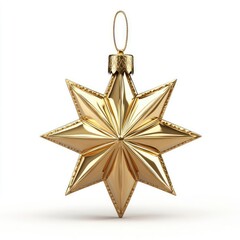 Fototapeta premium Golden Star Christmas Ornament Isolated on White