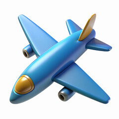 Blue Airplane Toy Illustration with Gold Accents and Transparent Background for Travel Concepts