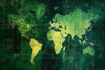 Obraz premium World map showing global connections and data flowing across continents