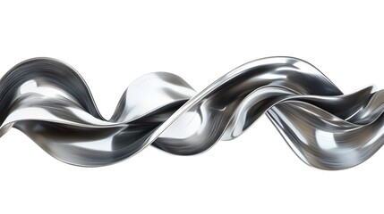 Metallic flow swirl wave isolated on white background