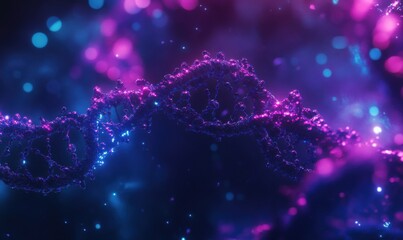 Intricate DNA strand glowing in vibrant purple and blue, representing the mysteries and advancements in genetic science.