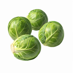 Fototapeta premium Fresh Green Brussels Sprouts Isolated On Transparent Background Perfect For Healthy Recipes