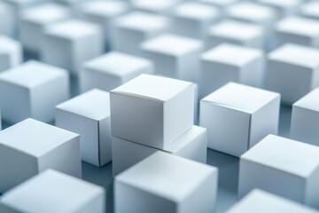 White boxes stacked on each other creating a leadership concept
