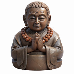 Meditating Buddha Statue in Bronze Finish with Prayer Beads and Detailed Carvings for Serenity and Decor