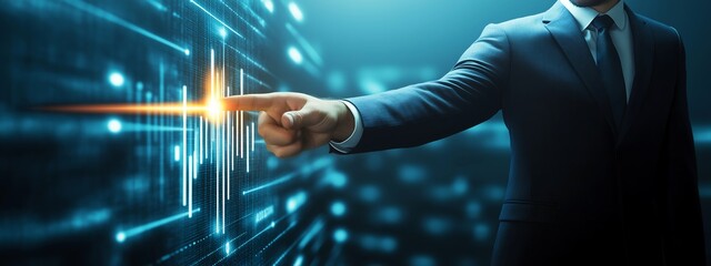 Business development to success and growing growth concept, Businessman pointing arrow graph corporate future growth plan