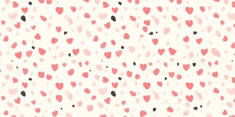 Scattered Pink and Black Hearts Pattern Background