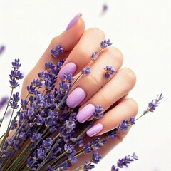  lavender manicure with bunch of lavender