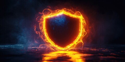 Digital Shield with Fire