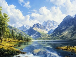 Fototapeta premium Mountainous River Landscape