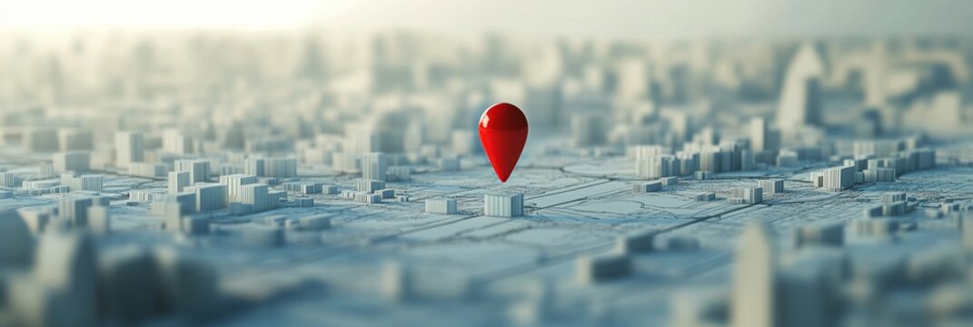 Red pin on stylized city map