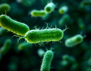 Naklejka premium Microscopic View of Green Bacteria