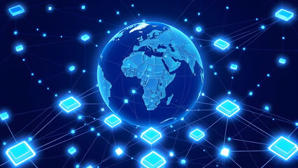 Obraz premium A glowing blue globe represents our interconnected world