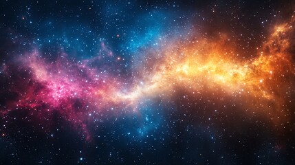 Colorful Cosmic Nebula Glowing in Space With Vibrant Hues of Blue, Pink, and Orange Against a Backdrop of Twinkling Stars