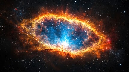 Stunning View of a Colorful Nebula Illuminated by Stars and Cosmic Gases in Deep Space During a Distant Cosmic Era