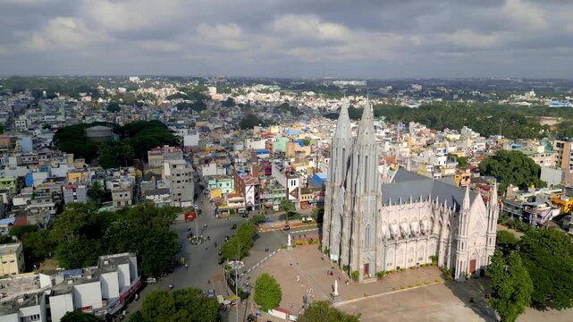 Historic St. Philomena s Cathedral was constructed in 1936 using a Neo-Gothic style in Mysore city, Karnataka state