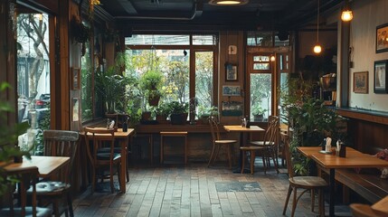 Fototapeta premium Cozy urban retreat contemporary apartment interior photography inviting space relaxing vibe lush plants and warm lighting