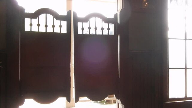 Cowboy Style Saloon Bar Door Swinging Open at Sunset