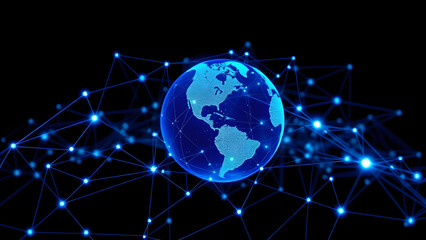 Obraz premium A blue planet earth floats in the vast world of the sky