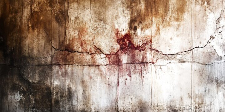 Blood dripping on weathered concrete wall, suggesting dark, menacing atmosphere