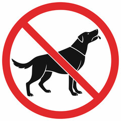 Sign prohibiting dogs with a clear message on a white background