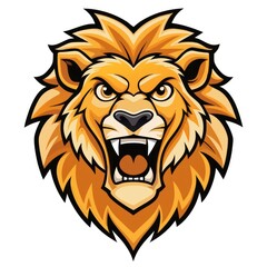 Obraz premium Roaring Cartoon Lion Head Mascot Illustration