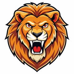 Roaring Cartoon Lion Head Mascot Illustration