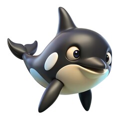 Fototapeta premium Cute 3D Cartoon Orca Illustration