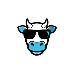 Obraz premium Happy Cow Mascot with Sunglasses Cartoon Farm Animal Illustration