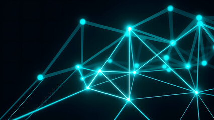 Fototapeta premium Futuristic Blue and Green Network Mesh Background with Glowing Fiber Connections