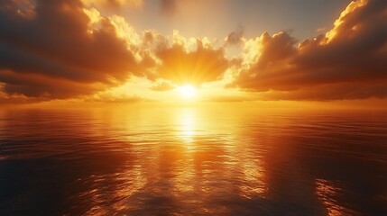 Fototapeta premium Golden sunlight breaking through clouds over the Gulf of America 