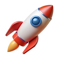 3D Rocket Red and White Illustration
