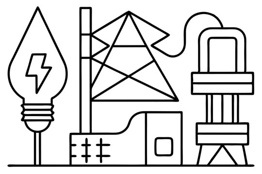recommend clip art: Electricity and Power Line Icons – Light Bulbs, Electrical Equipment, and Energy Symbols Vector Set, Minimalist line art electricity icons – power lines, bulbs, tools, and energy symbols in vector for