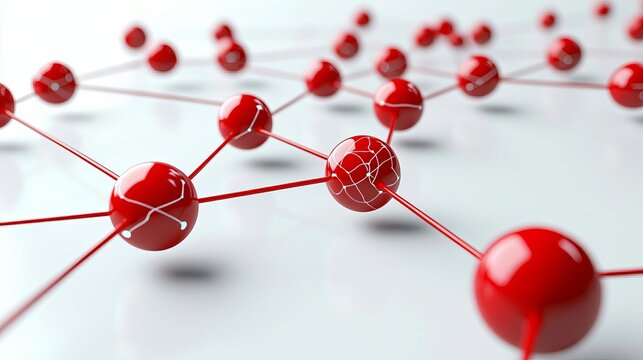 Autism Sunday Abstract red molecular network concept.