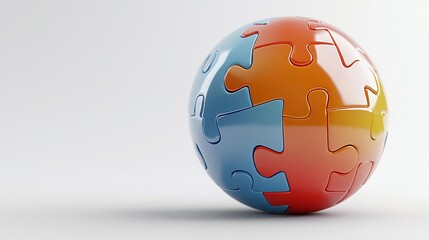Autism Sunday Colorful puzzle globe on a light background.