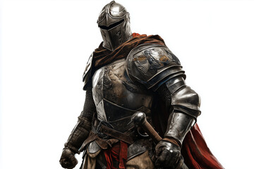 Obraz premium medieval knight in armor isolated white background