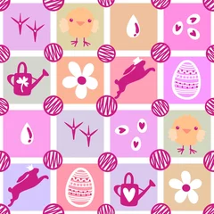 Gardinen Nahtloser herbst Easter chicken and eggs seamless birds pattern for wrapping paper and fabrics  © Tetiana