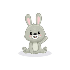 Cute cartoon rabbit isolated on white. Bunny in flat style. Easter bunny. Vector illustration