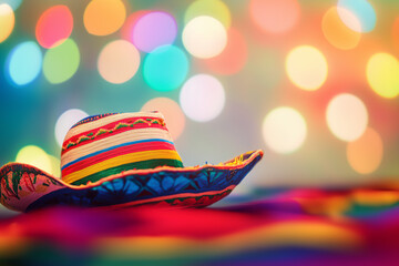 5 de mayo Batalla de Puebla en México. Día de muertos. Colores y gorro tradicional