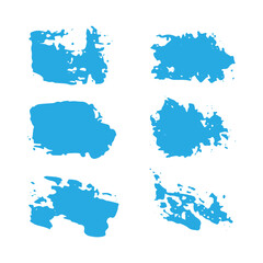 Set of abstract design elements grunge splatters, spots, dots isolated on white background. Paint brush vector for ink paint, dirt and text banners, dirty texture. Trendy brush stroke, vector