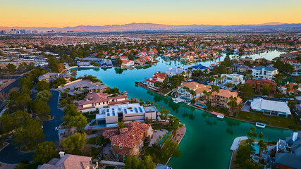 Aerial of Luxurious Las Vegas Neighborhood at Golden Hour © Nicholas J. Klein