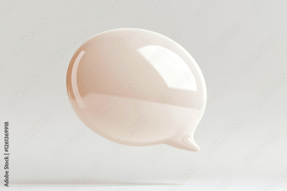 Poster render of a 3d speech bubble design in a minimalistic style against a soft background
