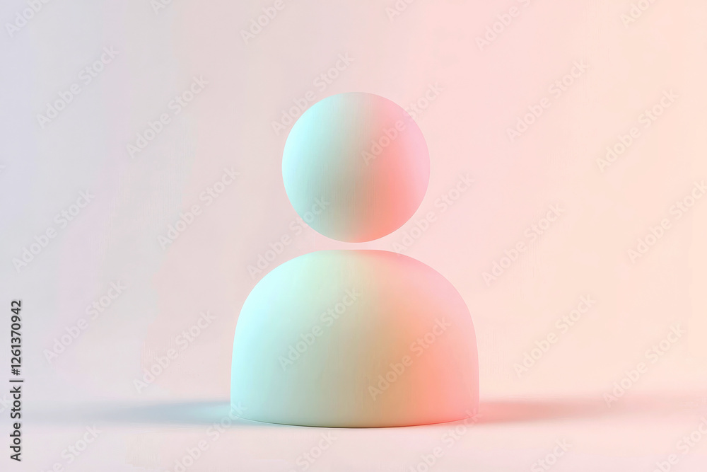 Fototapete render of a minimalist figure representing communication concepts in a soft gradient setting