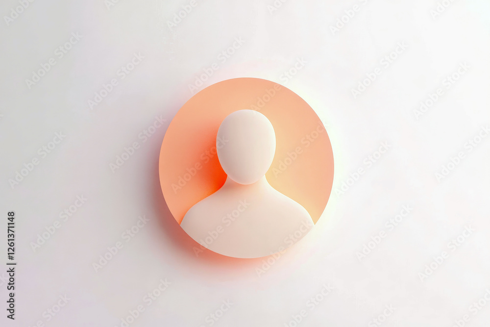 Poster render of a minimalistic user icon with a soft background suitable for media and communication conte