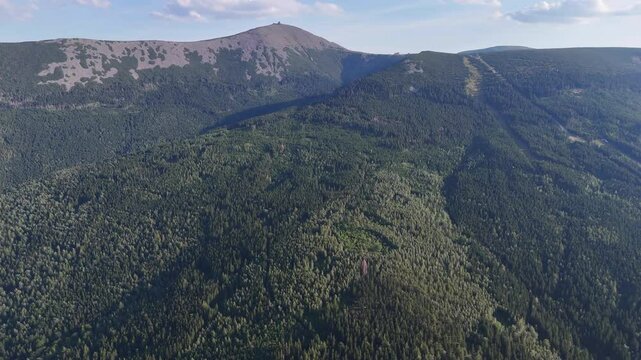 Aerial view of Karkonosze mountain range, part of the Sudetes, Poland