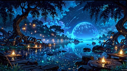 Neon Eden: AI-Crafted Jungle Pyramids with Bioluminescent Vines Under a Cyber Moon