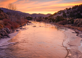 sunset over the river